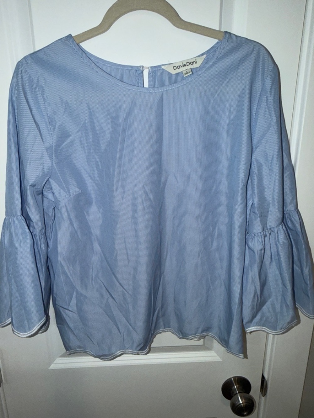 DAVI & DANI Light Blue Bell Sleeve Blouse
